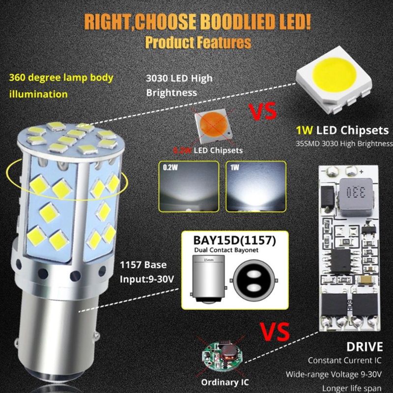 Automotive led turn signal anti-flicker Super bright 1156 7440T20 3030-35 SMD decoding constant current brake light pic 3
