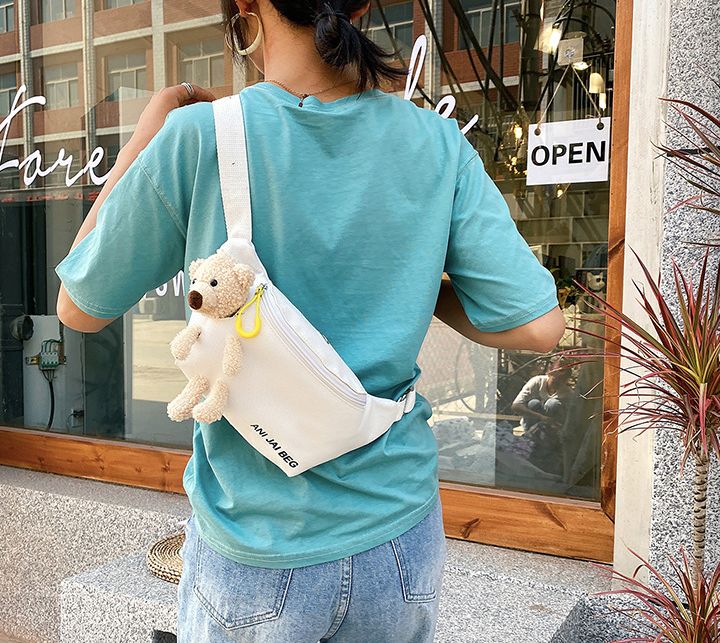Mini bolsa pequeña bolsa de peluche mujer dibujos animados lindo oso de peluche 2020 nuevo estudiante diagonal span de un hombro oso cintura bolsa de alta calidad en stock detail image 5