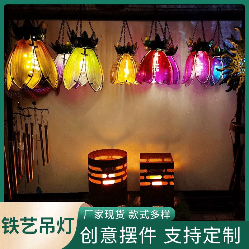 Solar led electronic lamp garden flower hanging decorative lamp color decorative lamp support customization
