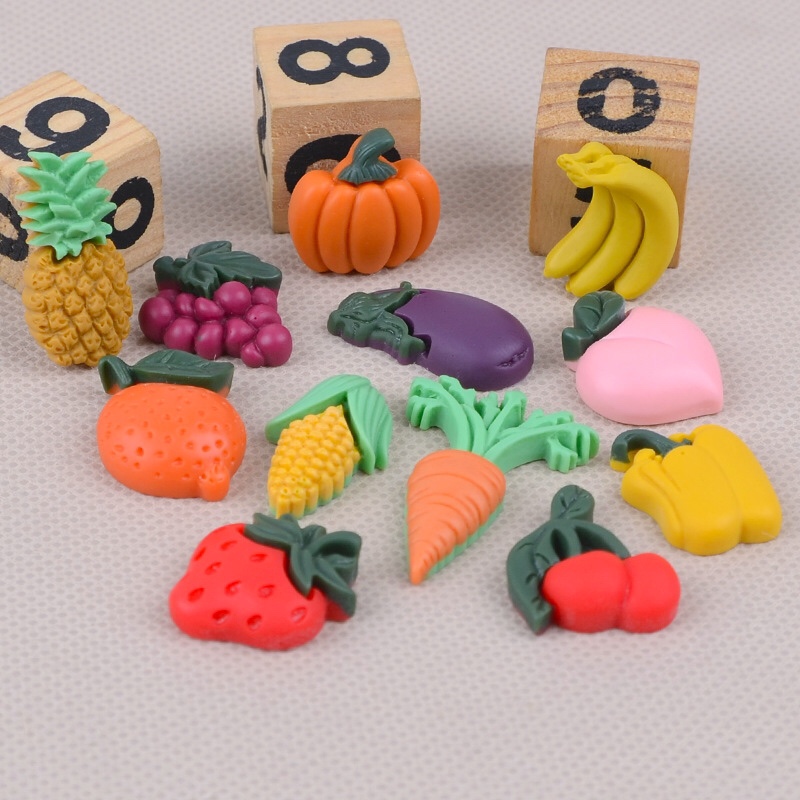 Jingrimei resin jewelry sand small fruits and vegetables resin accessories children jewelry banana peach cartoon patch hair accessories wholesale