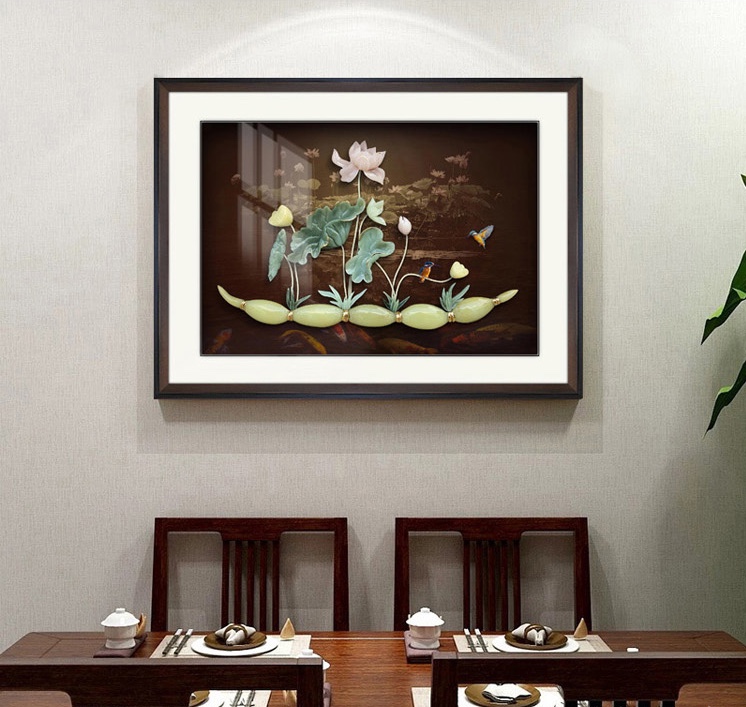 本来·画 新中式手工玉雕画餐厅装饰画