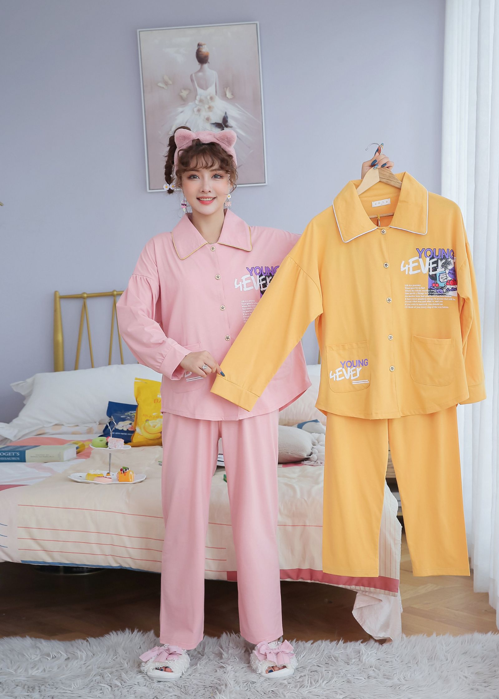 Pajamas, casual home wear, pure cotton cartoon printed 401# detail image 1