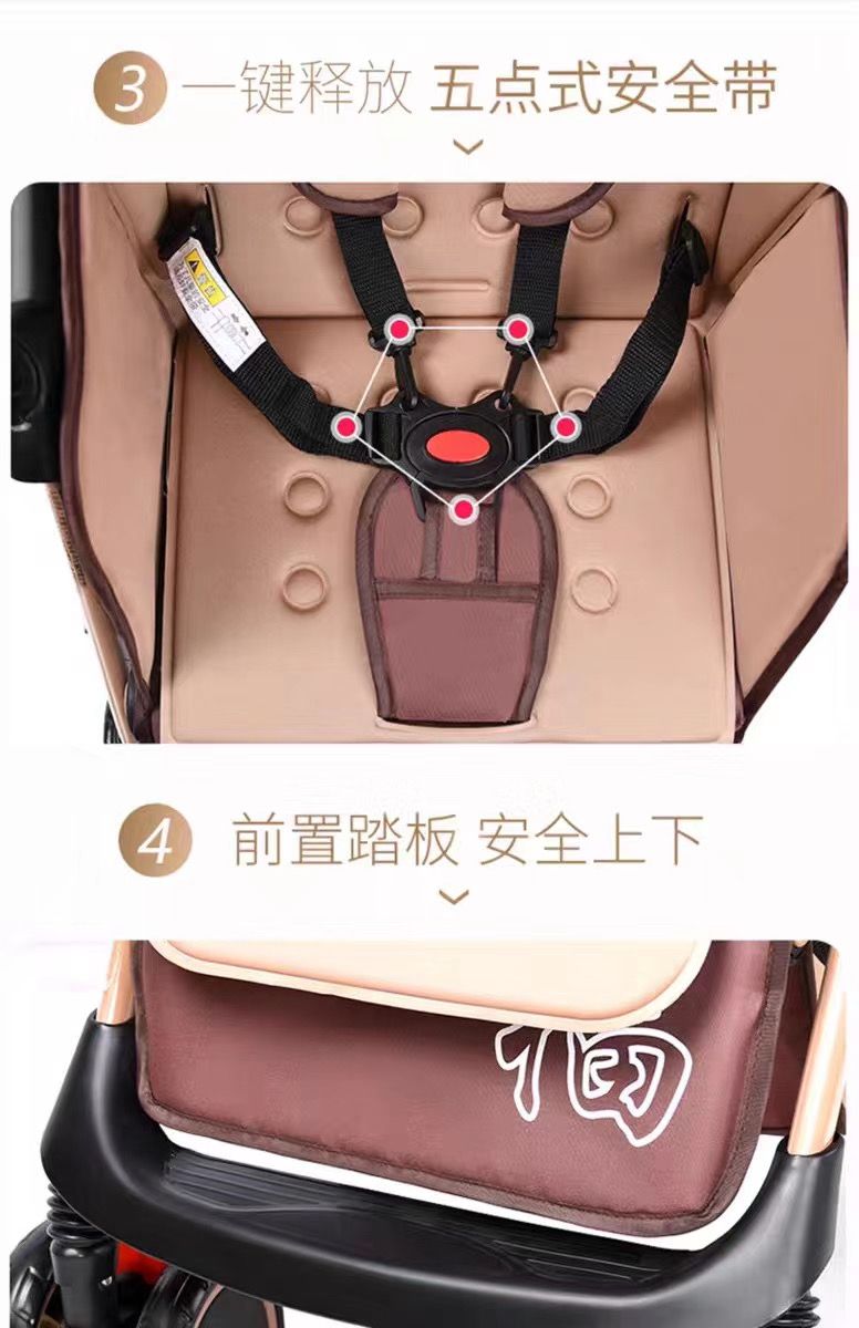 Baby stroller, three-fold collapsible baby stroller for flying, defecating type children's stroller A6-1 detail image 5