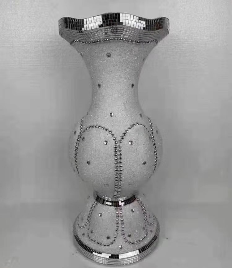 60cm氧化镁贴玻璃片银色撒钻花瓶3317