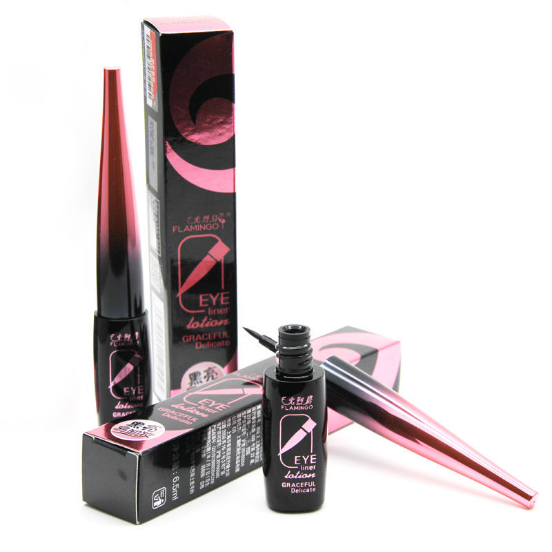 Genuine Flamingo Cool Black Quick-drying Long-lasting Makeup Eyeliner Liquid, large-capacity makeup eyeliner liquid pen, waterproof and non-smudge Specification image