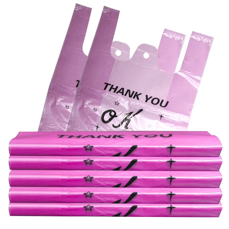 Ok Pink Food Bag Plastic Bag Tote Bag Disposable Convenience Bag Vest Bag Supermarket Commercial Packing Bag With Bags Specification drawing