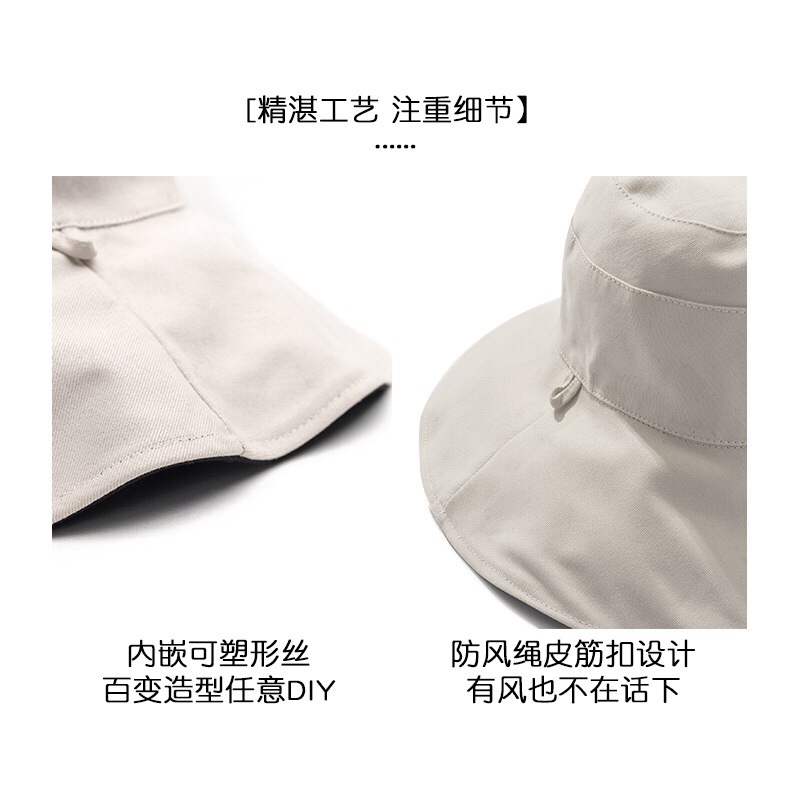 Japonés Rosex Tangk sombrero de pescador de doble cara mujer versión coreana de la primavera de la marea y otoño versátil sombrero de protección solar de ala ancha verano Item Picture