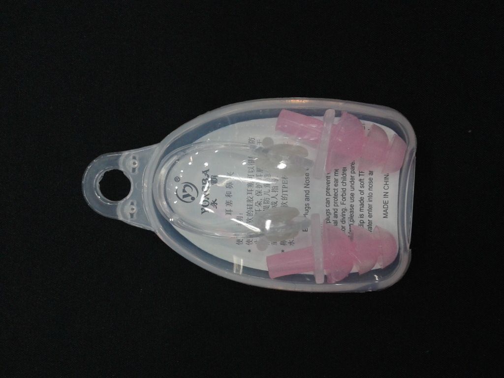 厂家大量批发 圆盒鼻夹耳塞套装 游泳配件NC1鼻夹耳塞粉色图