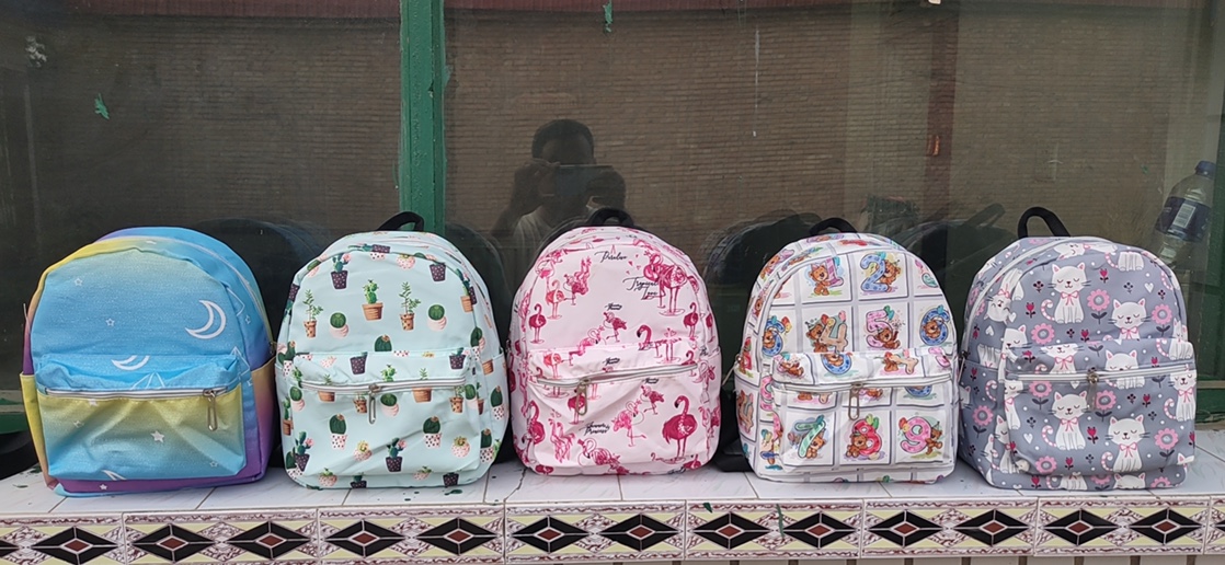 新款现货小花双背书包幼儿园女士休闲混花色不挑花