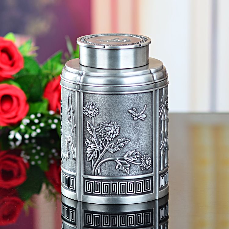 家用锡合金茶叶罐，高端密封储茶罐。