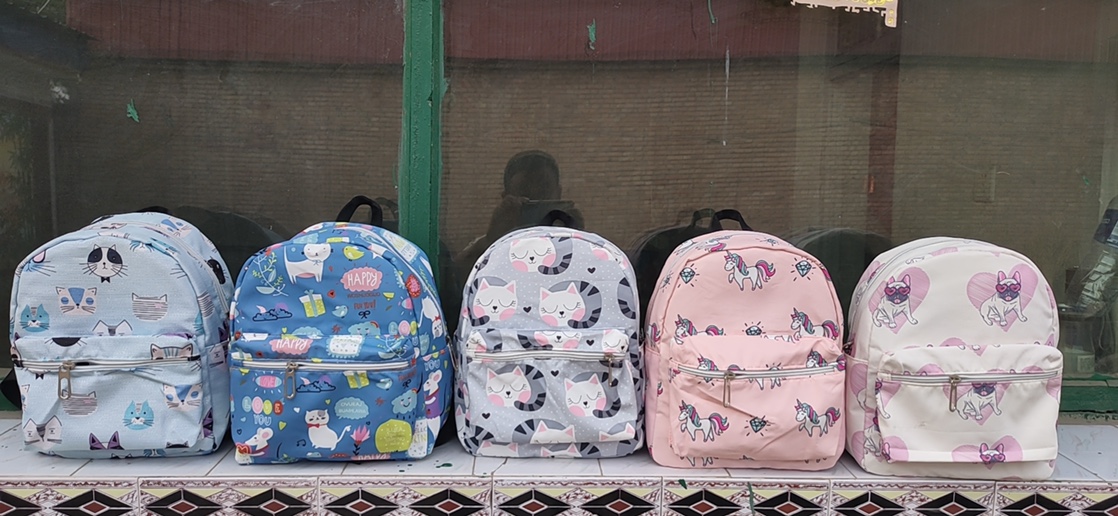 新款现货小花双背书包幼儿园女士休闲混花色混搭