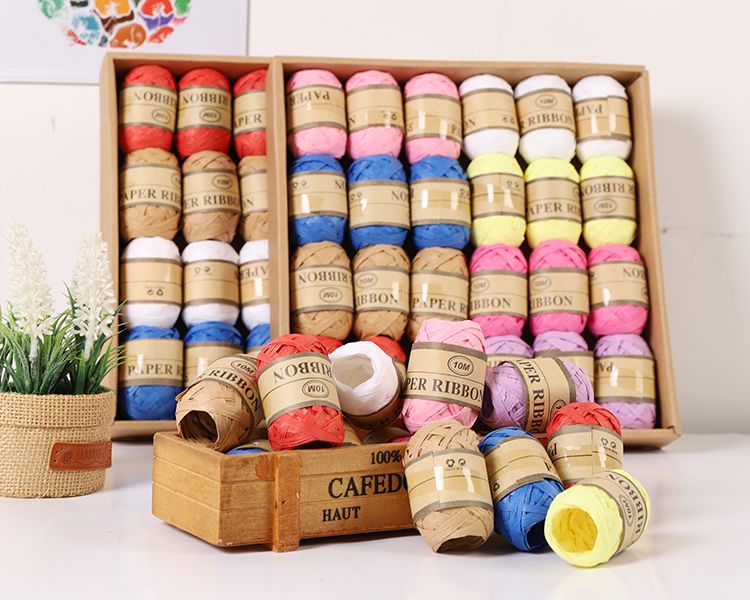 10M/卷 24卷/盒 盒装拉菲草纸绳手工DIY辅件工厂直销价详情2