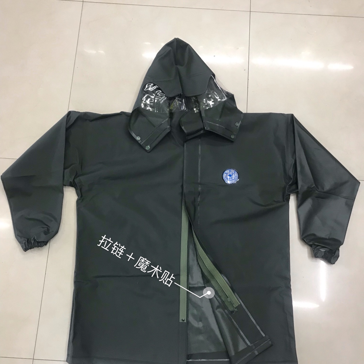 555 Knitted fabric set, durable and wear-resistant, thickened work protection raincoat, takeout, fishing and labor details Picture