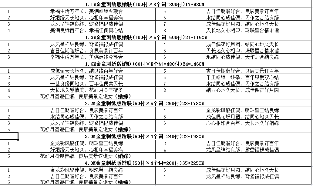 万年丰1.6米铜版纸刺绣金童婚联详情图5