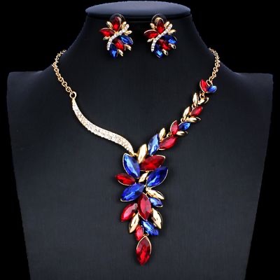 European And American Necklace Personality Stainless Steel Glossy Pendant Bridal Earrings Necklace Set