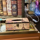 纸巾盒，皮革印花纸巾盒