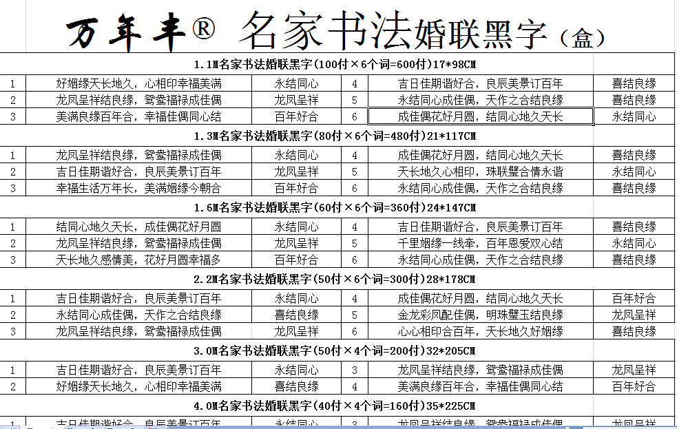 万年丰2.2米名家书法黑字婚联结婚对联年画婚庆装饰详情图5