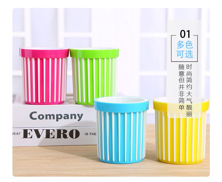 Creative and fashionable multi-functional office pen holder, student plastic desktop storage, round cute cartoon simple pen case detail image 4