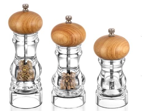 There are many styles of acrylic salt and pepper salt grinders Specification image