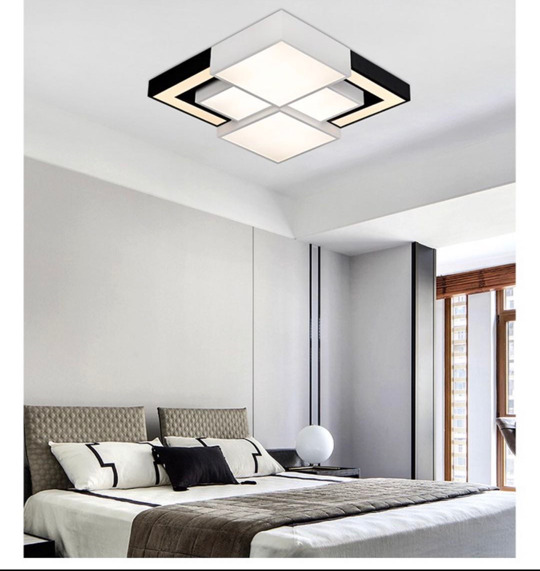 Dream Spaceship series lamps L-square ironwork diffusion plate three-tone light living room Specification image