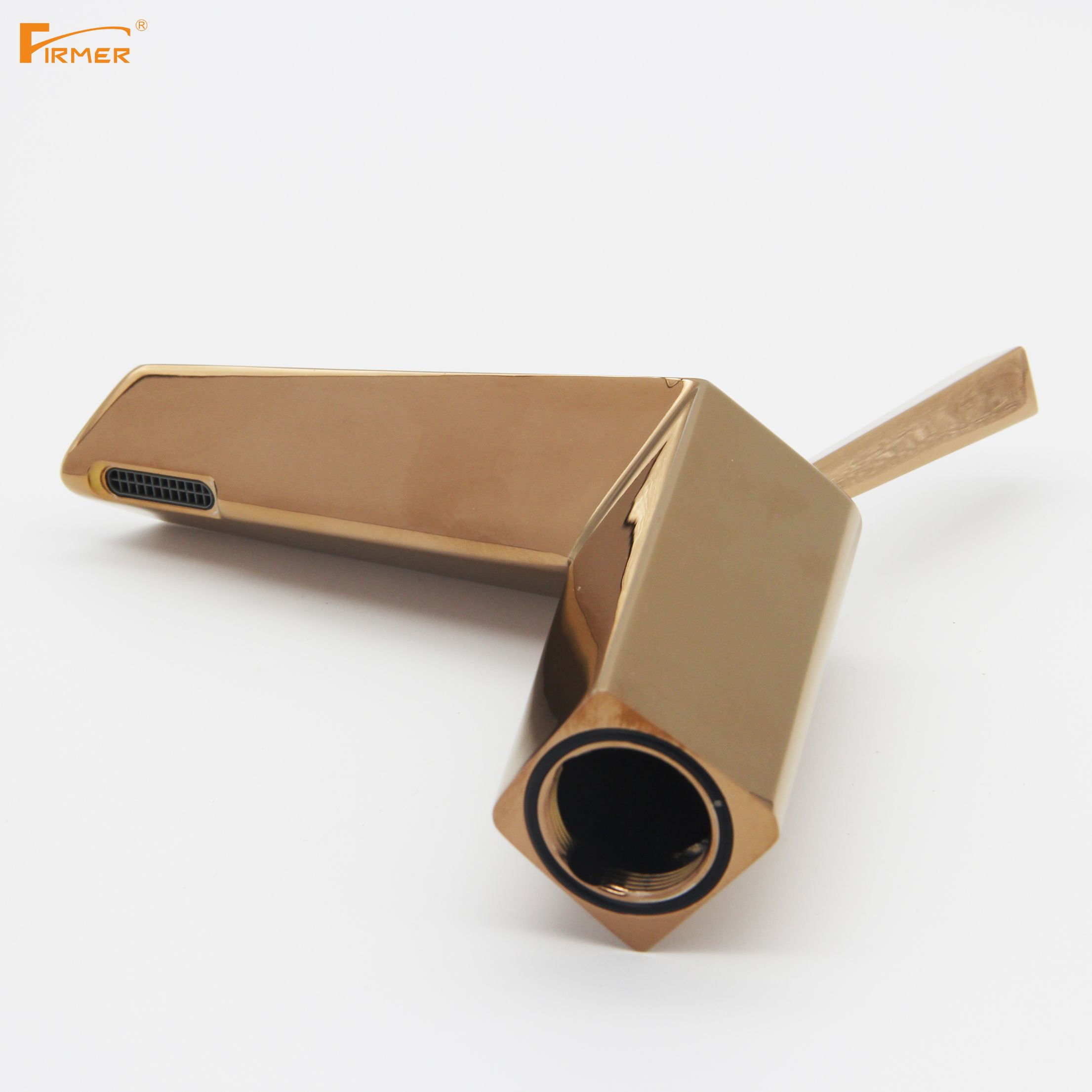 Firmer All-Copper Rose Gold Washbasin Faucet, Cold And Hot Water Faucet Specification drawing