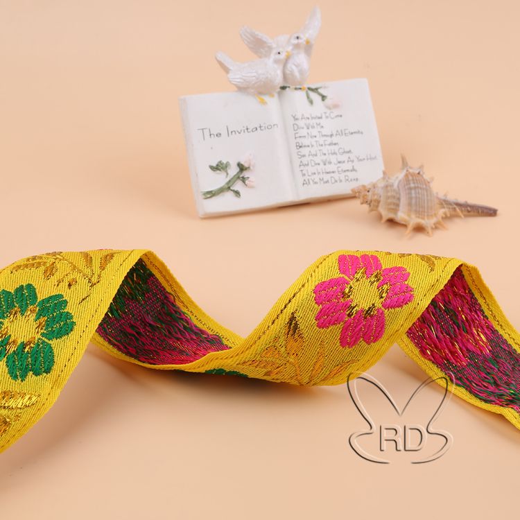 Manufacturers Direct Custom 4 Cm National Antique Lace Computer Jacquard Ribbon Performance Clothing Accessories Wholesale undefined