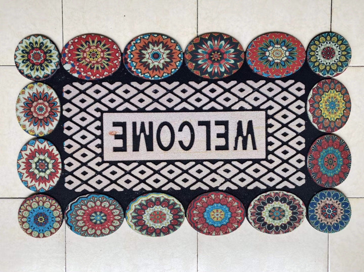 2023 New factory direct sales 45*75 flocking floor mat full figure