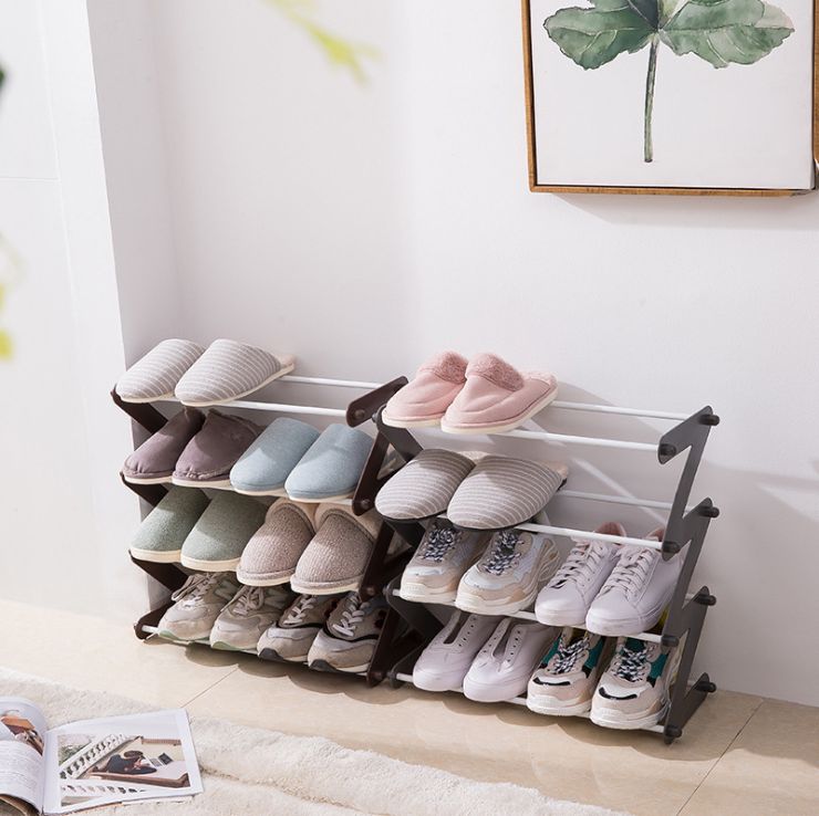 Home multi-layer simple assembly Oxford cloth shoe rack living room bedroom multifunctional iron shoe rack sundry storage rack