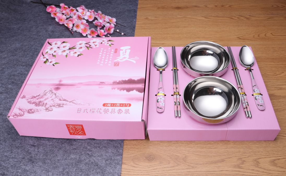 樱花碗六件套 (不锈钢碗系列） 儿童碗单人详情图2