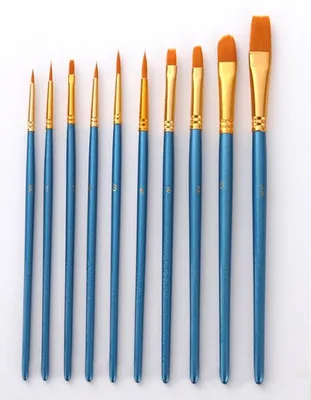 10 blue pole watercolor brushes set with nylon wool thumbnail