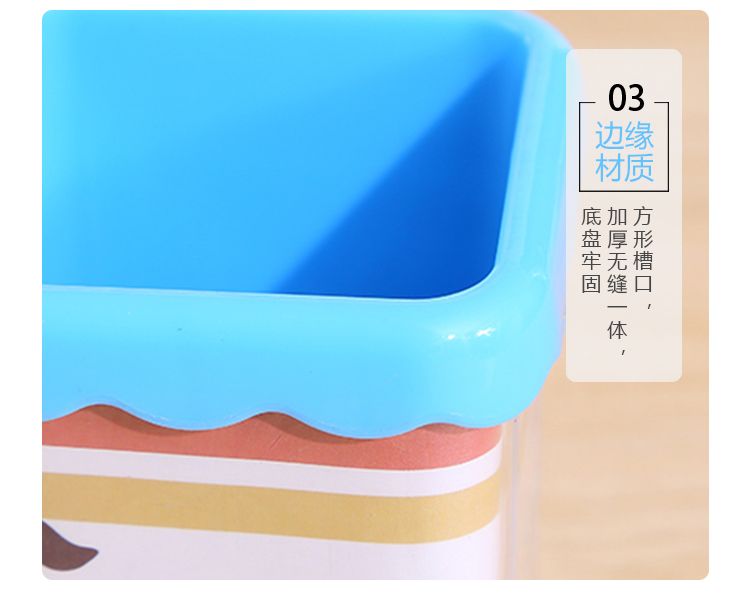 Creative, fashionable and cute cartoon plastic square pen holder office desktop, modern, simple and multi-functional stationery storage box detail image 6