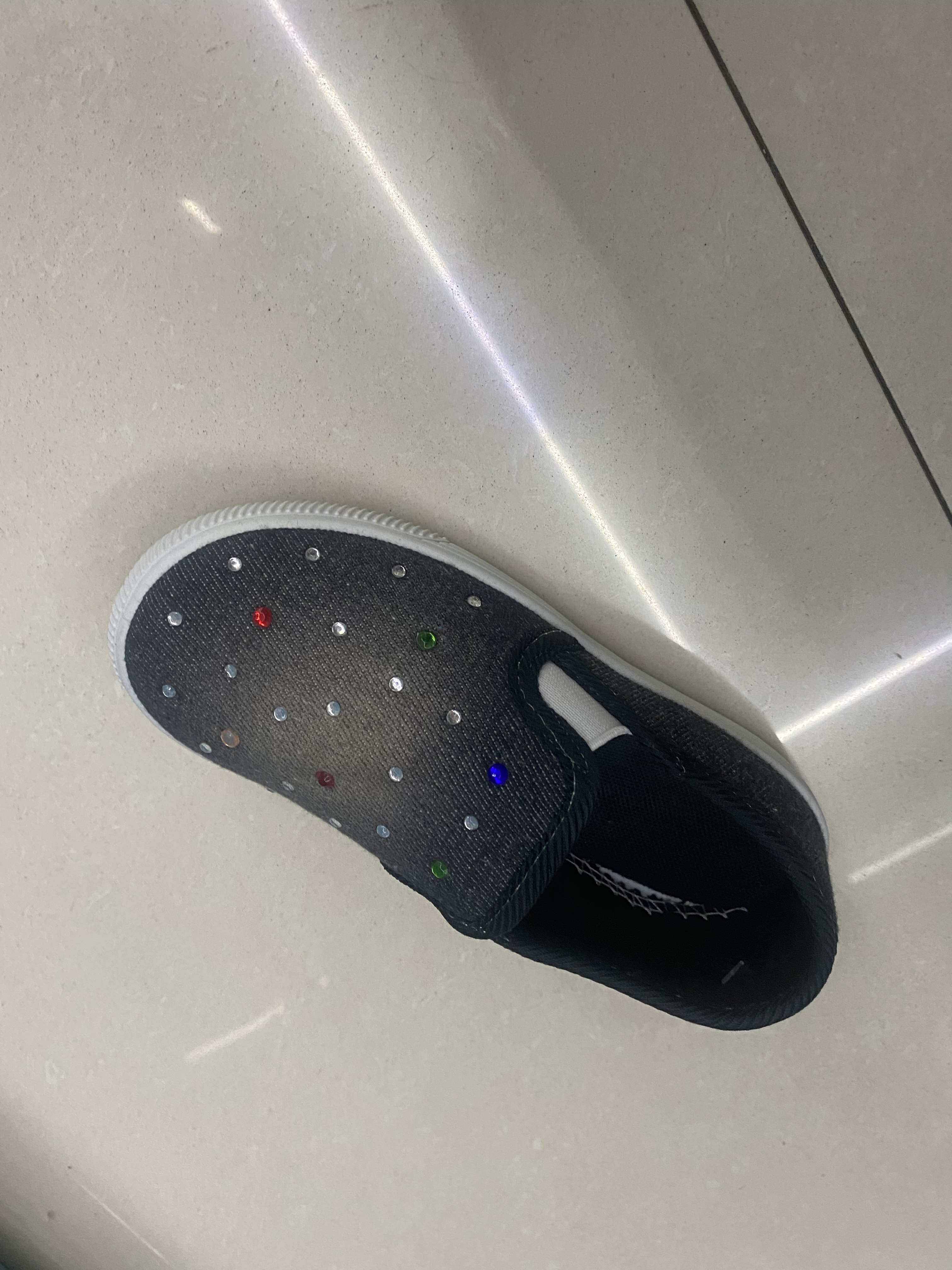 Foreign Trade Small Children Big Children Slip-On Cloth Shoes With Diamond Design Denim Single Shoe Tide Item Picture