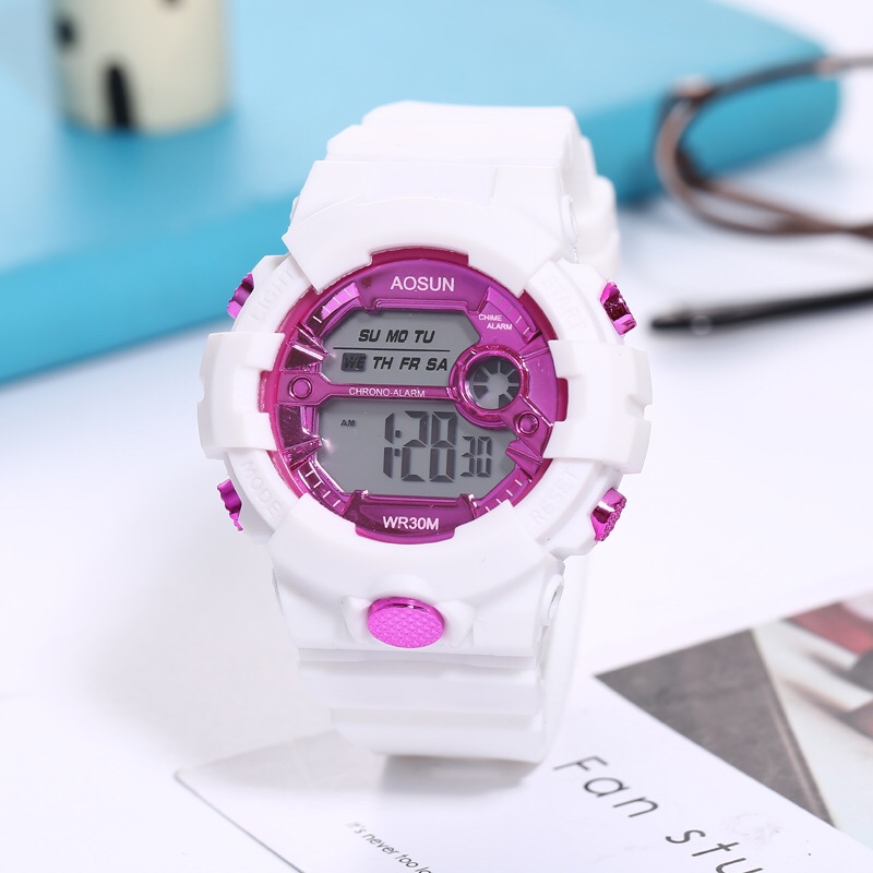 Fashionable pure white gold-plated casual wristwatch for both men and women, a new Korean-style trendy multi-functional waterproof luminous electronic watch