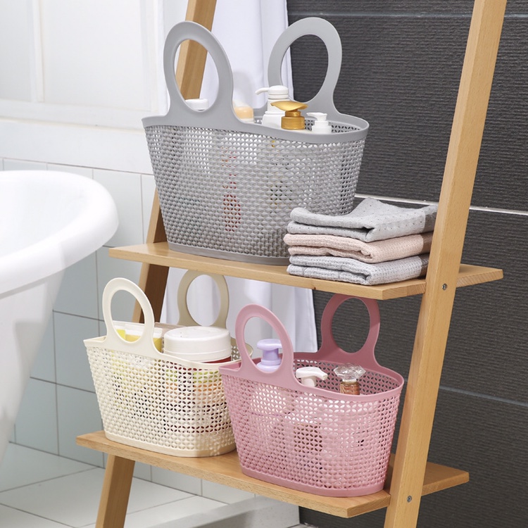Plastic bathroom hand-held basket, kitchen shopping basket, soft material hand-held storage basket