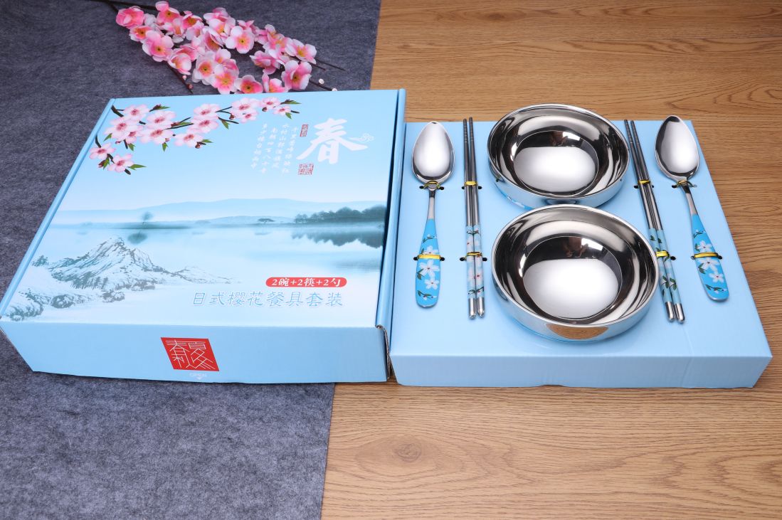 樱花碗六件套 (不锈钢碗系列） 儿童碗单人