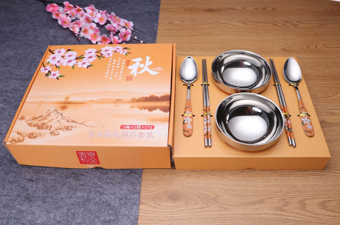 樱花碗六件套 (不锈钢碗系列） 儿童碗单人详情图1