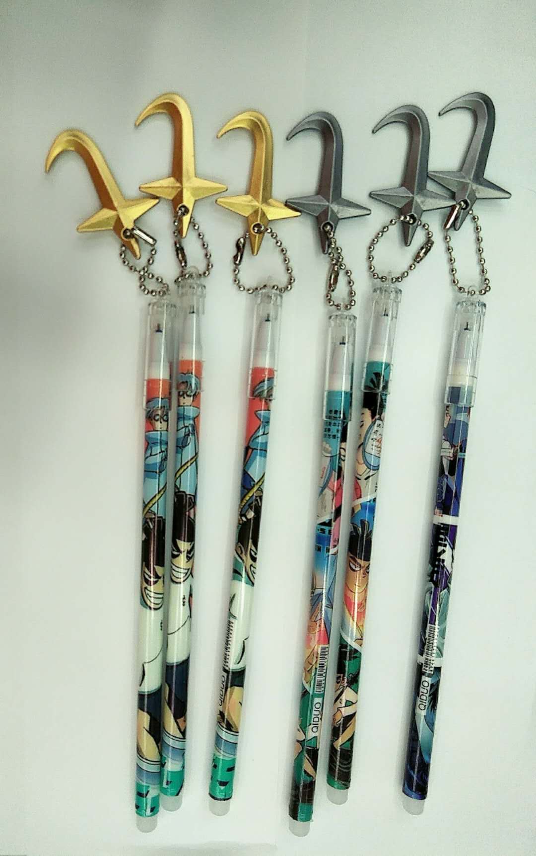 创意鱼钩吊坠可擦中性笔 卡通型兵器挂件可擦水笔小学生用笔