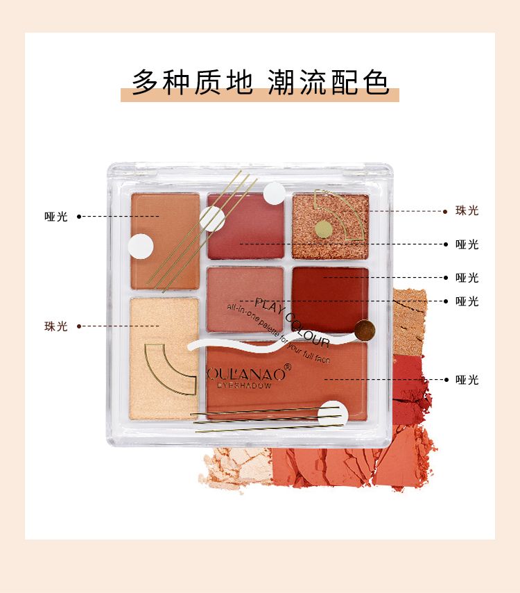 眼影盘柔幻星纱七色眼影盘防水眼影盒闪粉哑光懒人套装详情图4