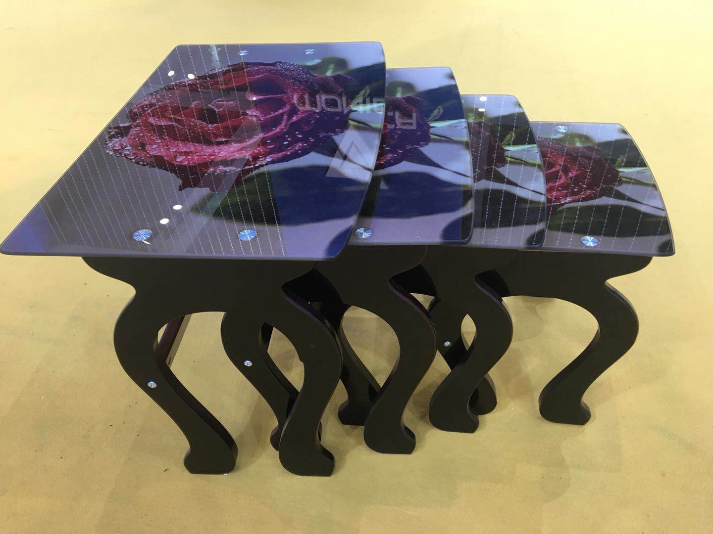European style four-piece glass tea table TV cabinet Four-piece glass tea table table tea table