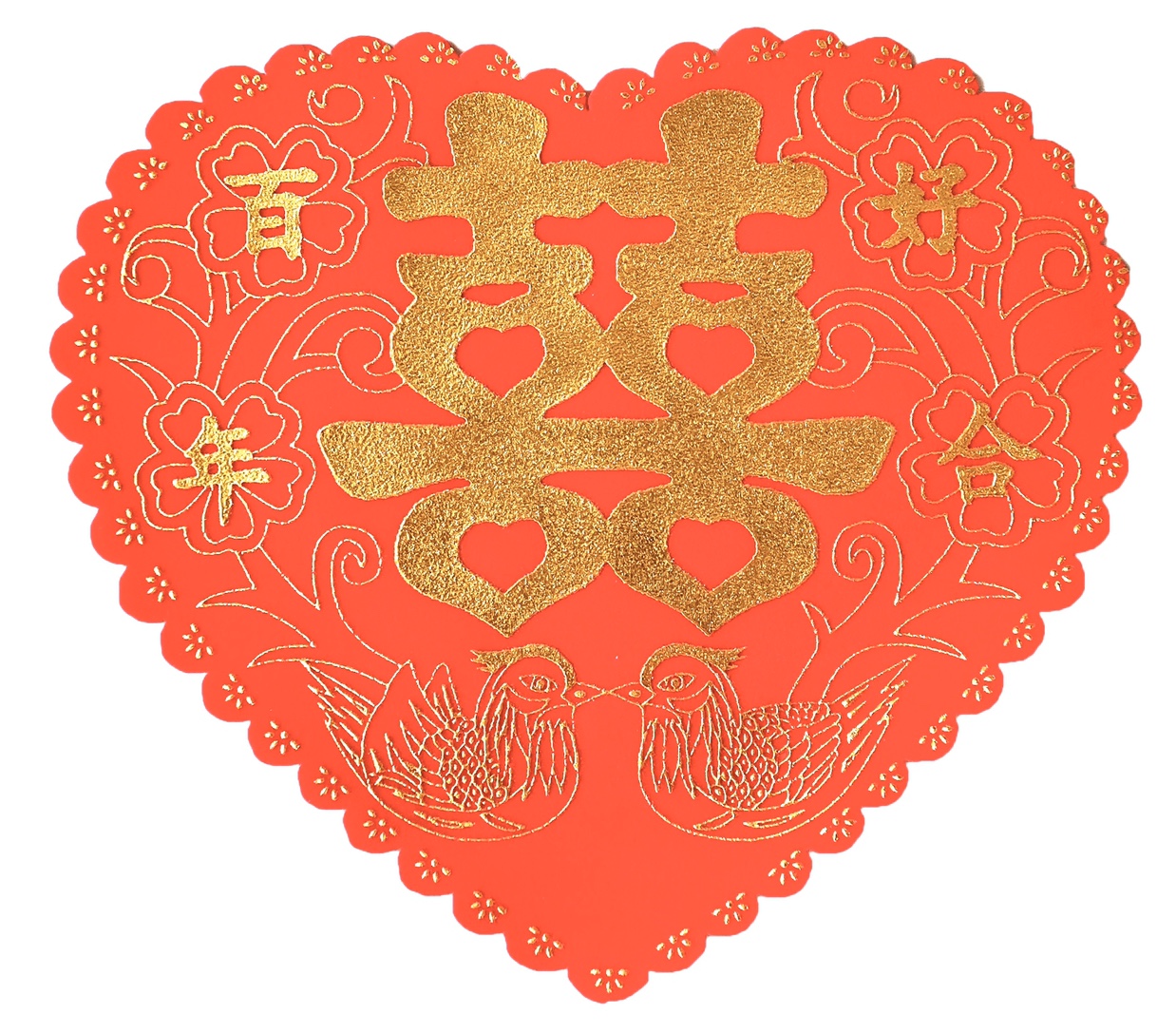 The trumpet symbolizes a hundred years of good marriage and the joy of mandarin ducks