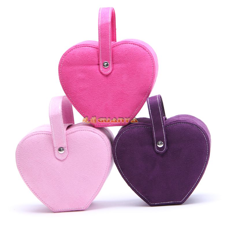 Wholesale Guanya Velvet Jewelry Box - Heart-shaped Apple Velvet Jewelry Box, Velvet Heart Jewelry Box details Picture