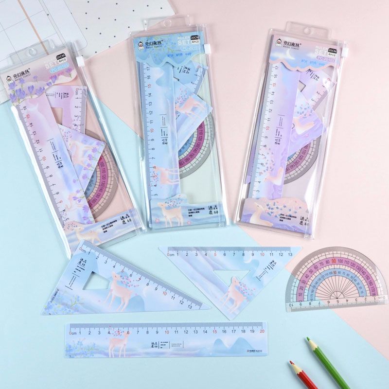Wholesale Milu set rulers, creative and colorful rulers for primary and secondary school students
