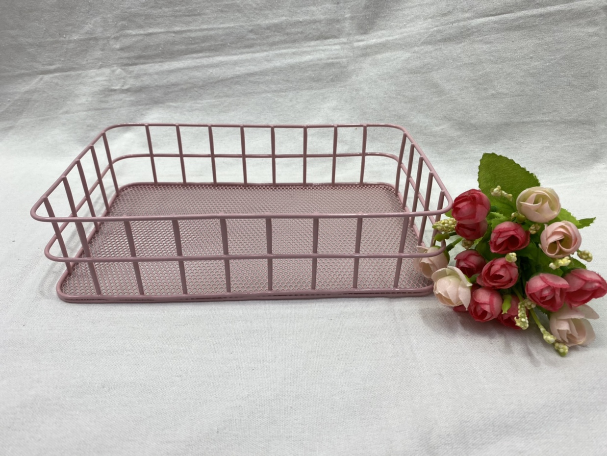 小清新铁艺桌面收纳盒化妆品收纳篮