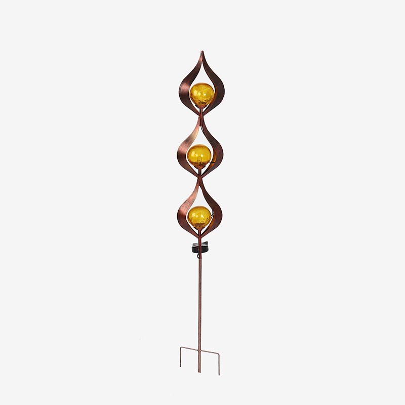 Glass handicraft led floor lamp metal bronze burning color flower - shaped three-head floor solar plug-in lamp
