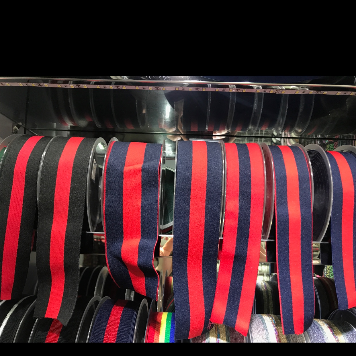 Yarn-Dyed Strip Blue Red Blue Black Red Black With Waist