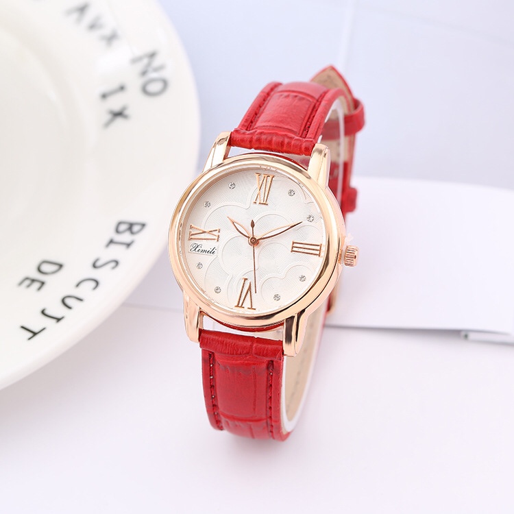 Leather strap middle school student watch, Korean version fashionable fashion watch, waterproof women's luminous, trendy, casual and simple women's wristwatch