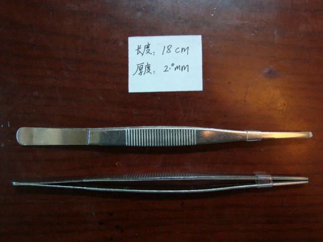 厂家直销不锈钢夹镊子钢夹辅料捏子圆头夹18cm钳子乌龟喂食工具产品图