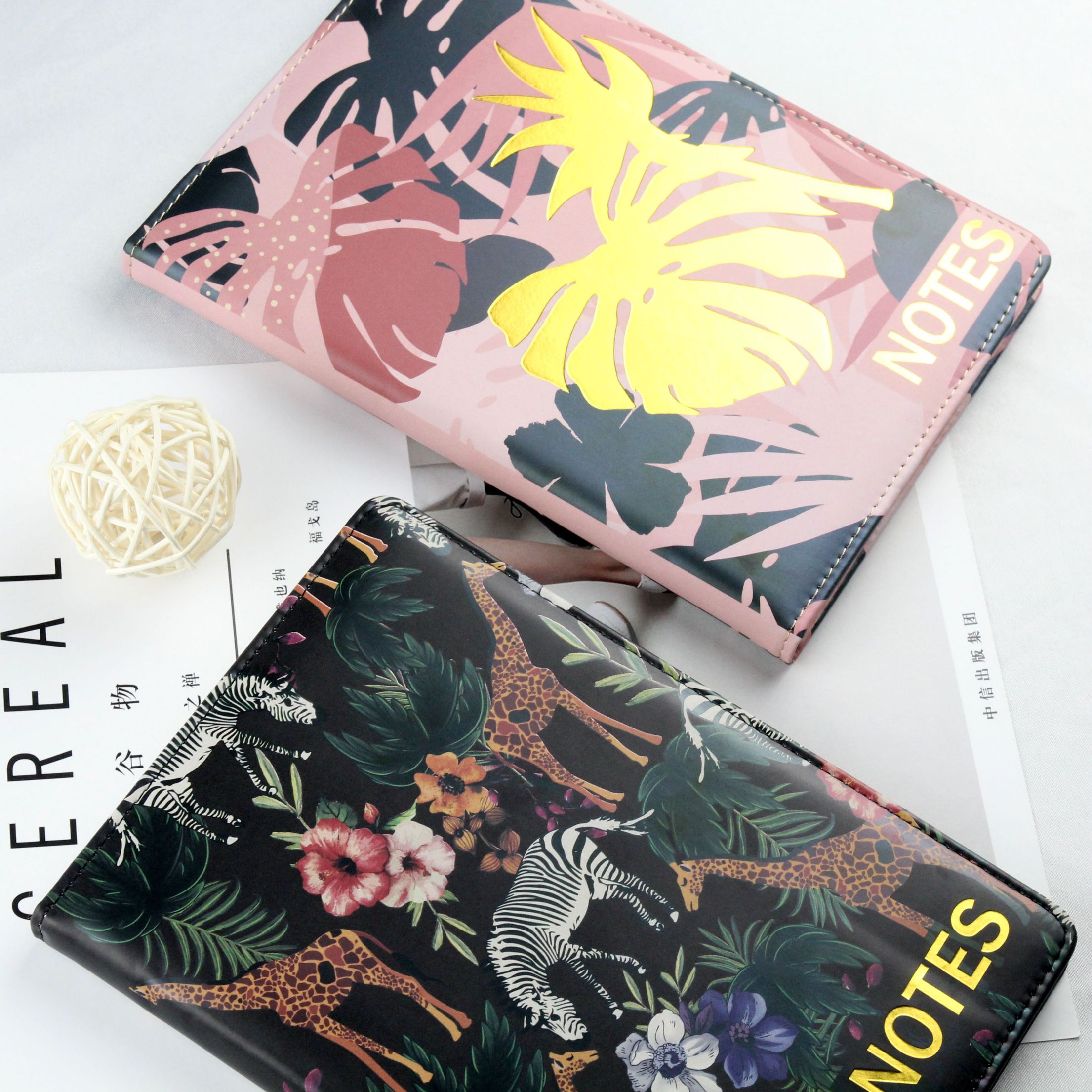 Creative Leather Russian Rainforest hot stamping notebook A5 Office Business Notebook student hardback notebook Specification drawing