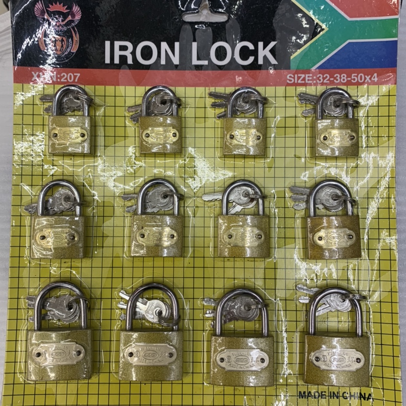 Padlock 12pcs Padlock one character padlock color 12 suction CARDS more than 32-38-50 specifications padlocks thumbnail