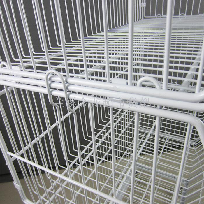 白色超市货架药店斜口篮储物网架移动玩具收纳整理篮置物架带轮详情图4